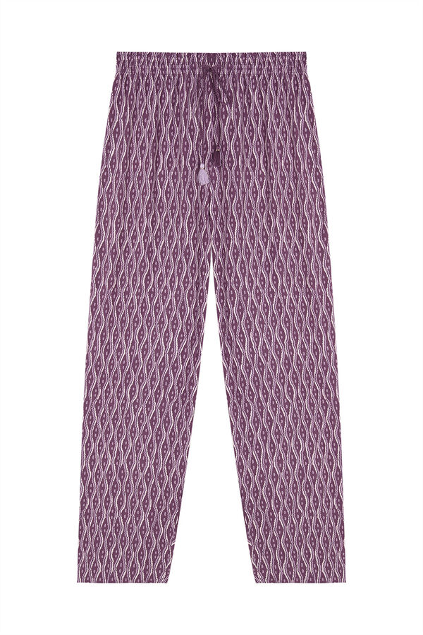 Women'secret Pantal&oacute;n largo print geom&eacute;trico morado morado/lila