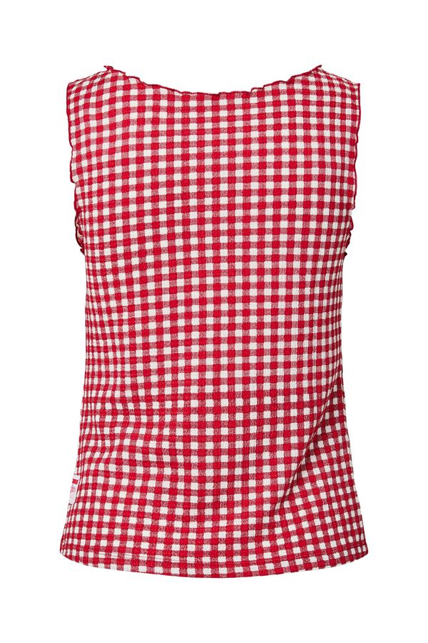 Pieces Top estampado manga sisa rojo