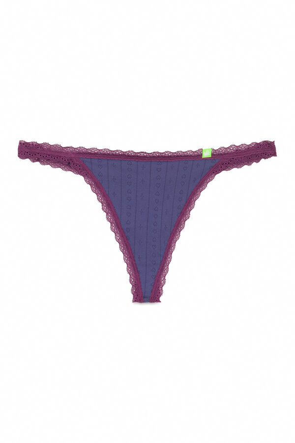 HI&BYE Tanga seamless pointelle azul azul