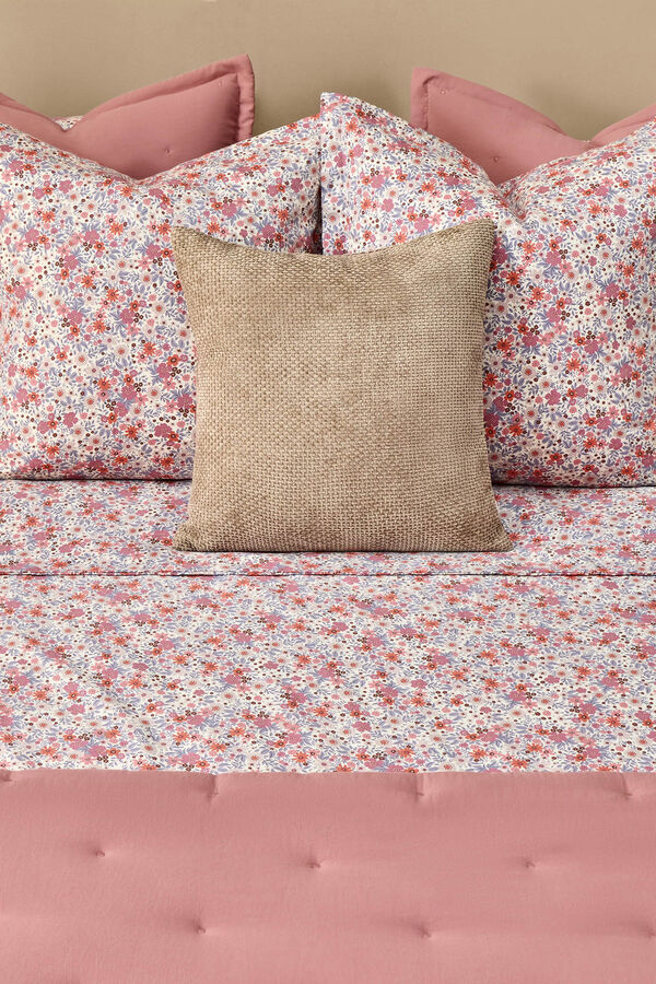 Textura Funda n&oacute;rdica algod&oacute;n sostenible flores azul