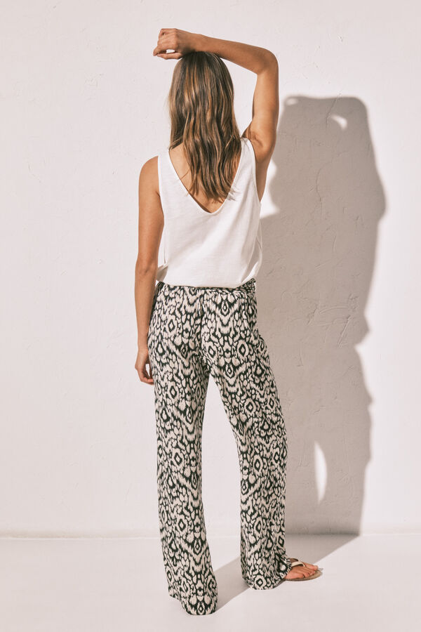 Women'secret Cal&ccedil;a comprida estampada preta preto