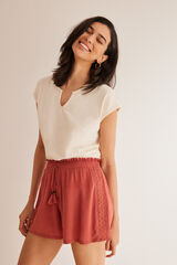 Women'secret Pantal&oacute;n corto bambula crochet naranja