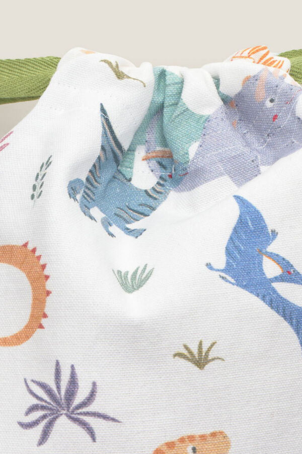 Textura Bolsa algod&oacute;n dinosaurio blanco
