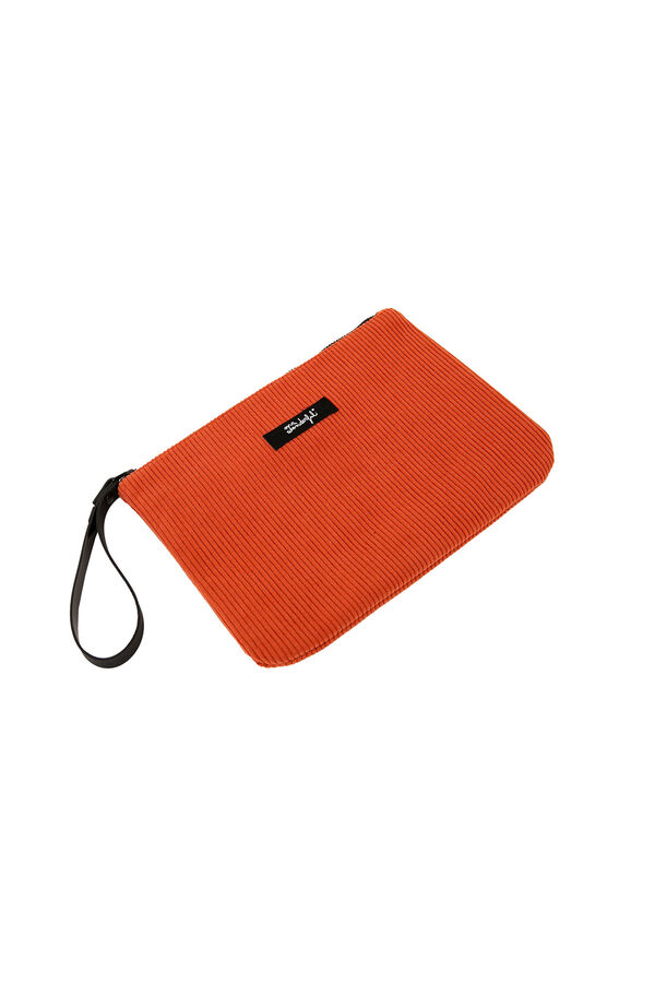 Mr. Wonderful Estojo para l&aacute;pis - veludo cotel&ecirc; terracota branco