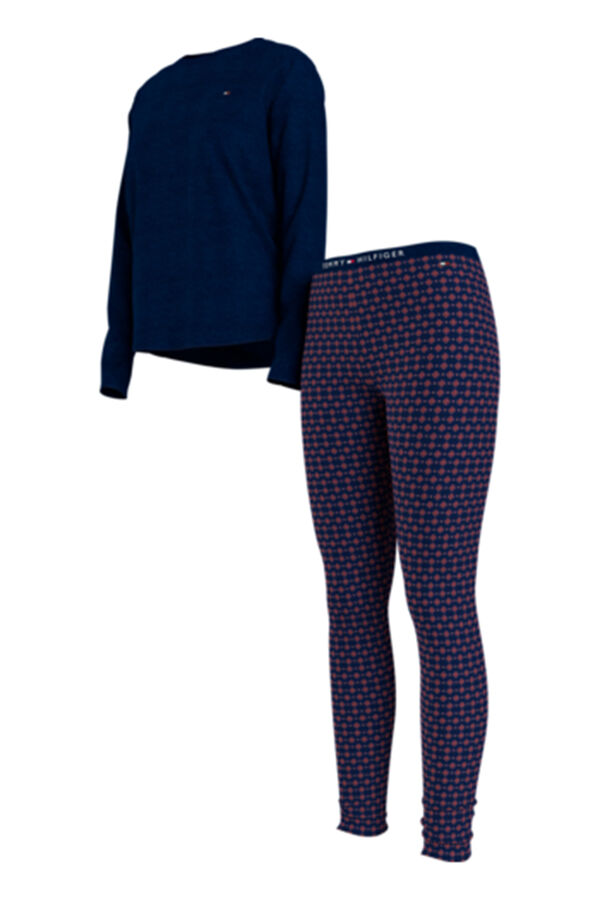 Tommy Hilfiger Set de pijama largo con pantal&oacute;n de punto estampado