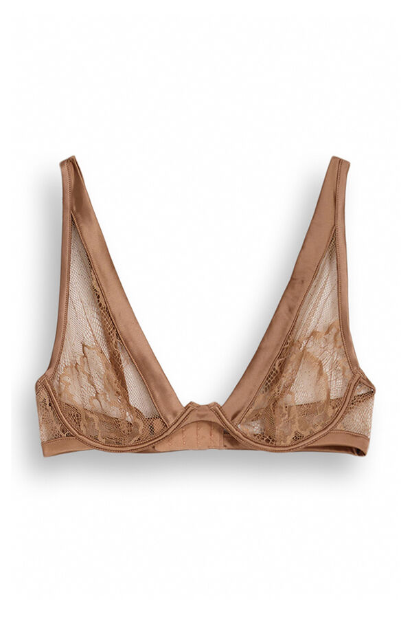 Women'secret FANTASTIC Sujetador halter encaje nude marr&oacute;n