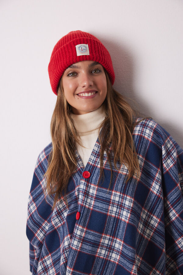 Women'secret Poncho xadrez com efeito de l&atilde; caxemira estampado