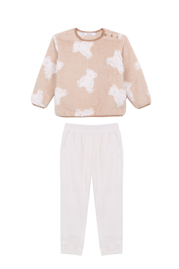 Women'secret Pijama polar longo infantil com ursos jacquard vermelho