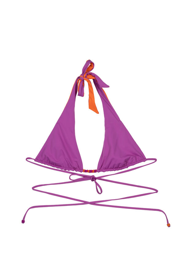 Womensecret Top bikini halter reversible tira morado/naranja morado/lila