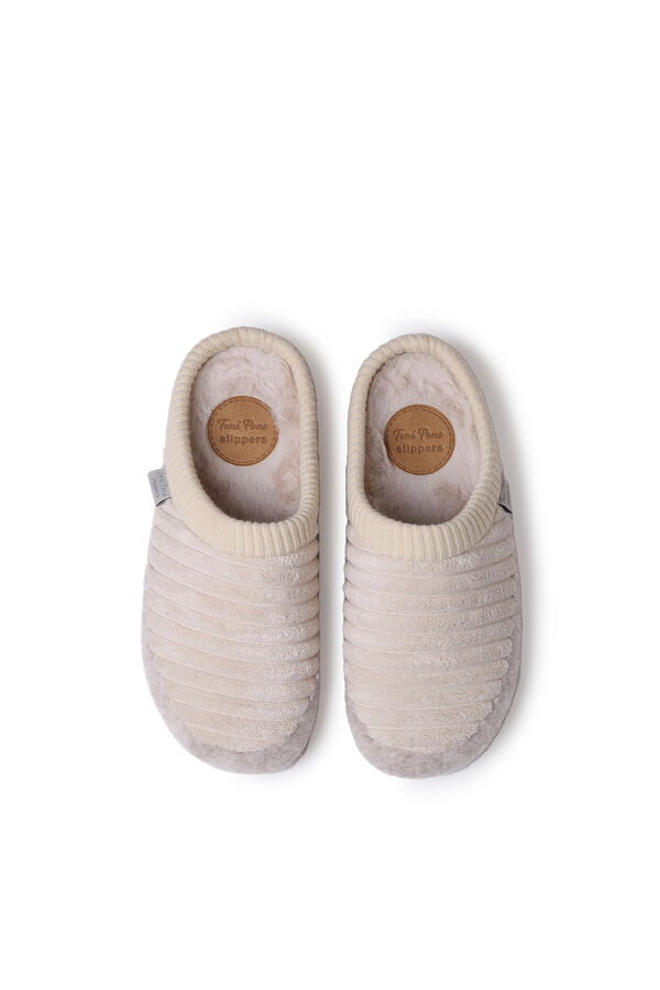 Toni Pons Zapatilla para mujer en fieltro y pelo sint&eacute;tico en Crudo  marfil