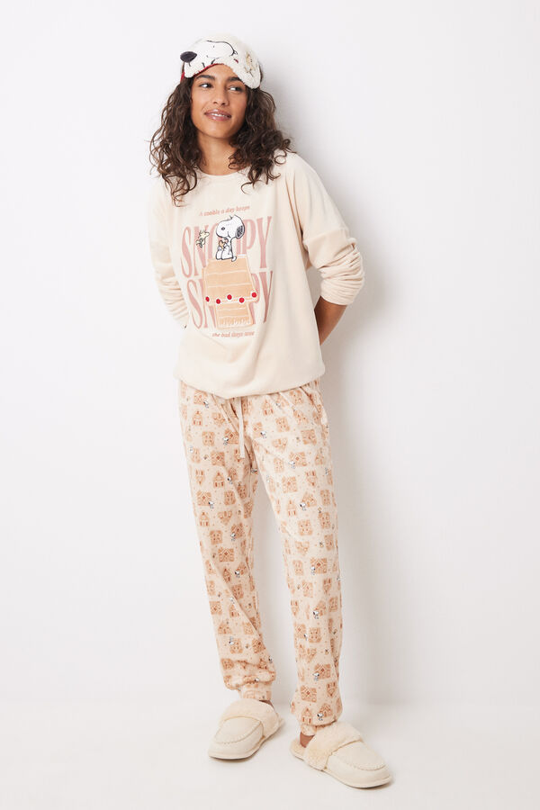 Women'secret Pijama largo terciopelo Snoopy nude