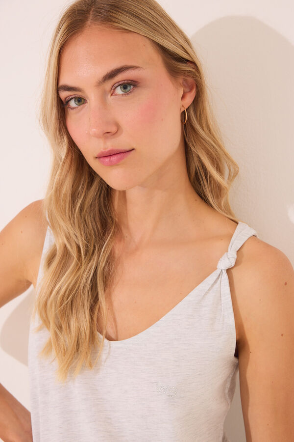 Women'secret Pijama curto com alças de algodão paisley  cinzento