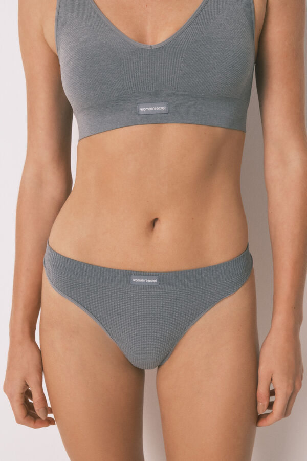 Women'secret Braga tanga sin costuras gris claro gris