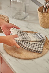 Calma House Set de 2 trapos de cocina de algod&oacute;n gris oscuro Ibiza gris