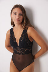 Women'secret Body triangular microfibra y encaje negro negro