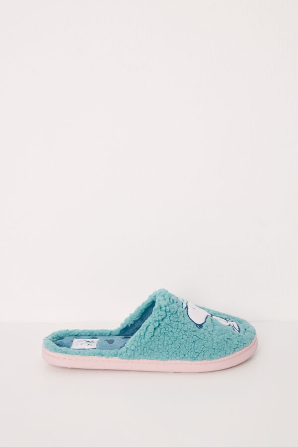 Women'secret Zapatilla casa borreguito verde Snoopy verde