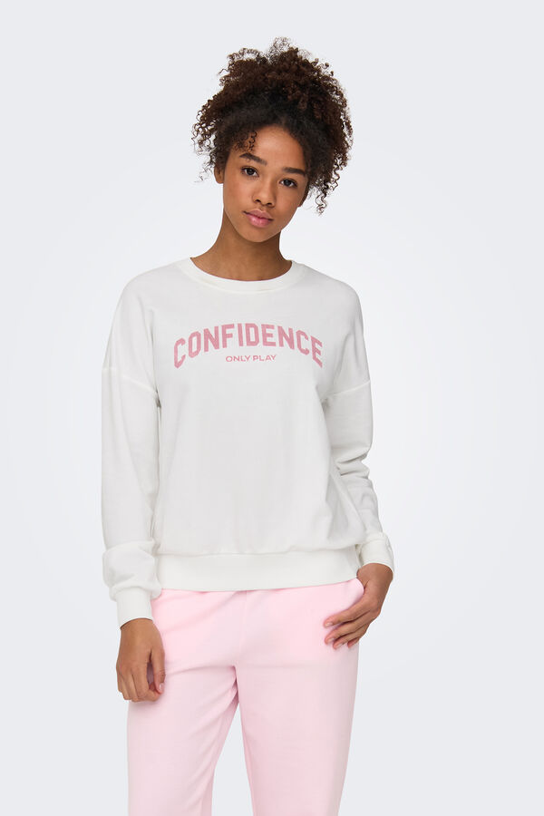 Only Play Sudadera de manga larga y cuello redondo blanco