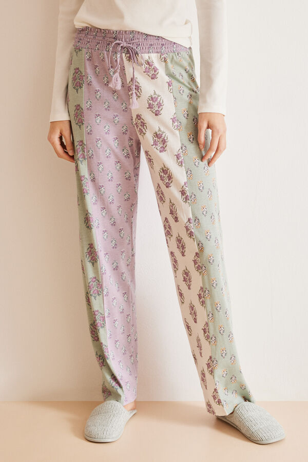 Women'secret Pantal&oacute;n pijama largo 100% algod&oacute;n patchwork estampado