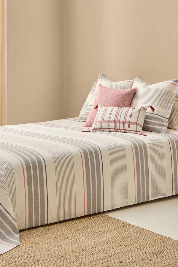 Textura Len&ccedil;ol algod&atilde;o riscas cinzento