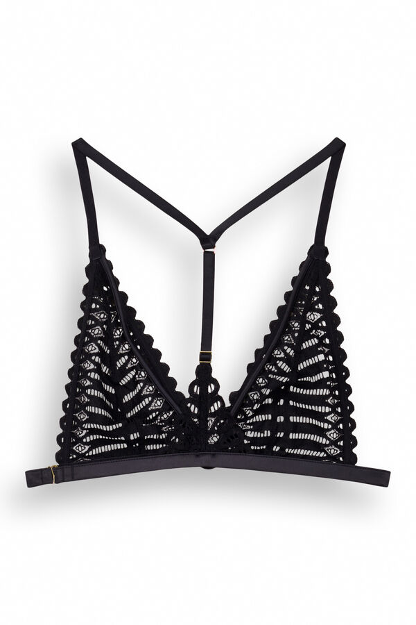 Women'secret NATURAL Soutien triangular renda preto preto