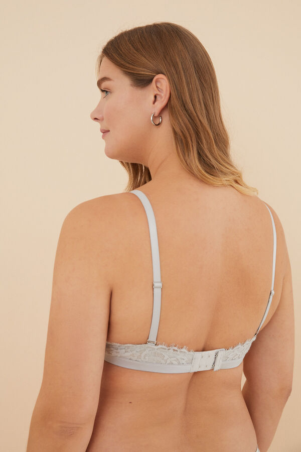 Women'secret PRETTY Sujetador halter encaje lentejuelas gris