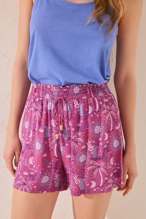 Women'secret Cal&ccedil;a de viscose estampado roxo/lil&aacute;s rosa