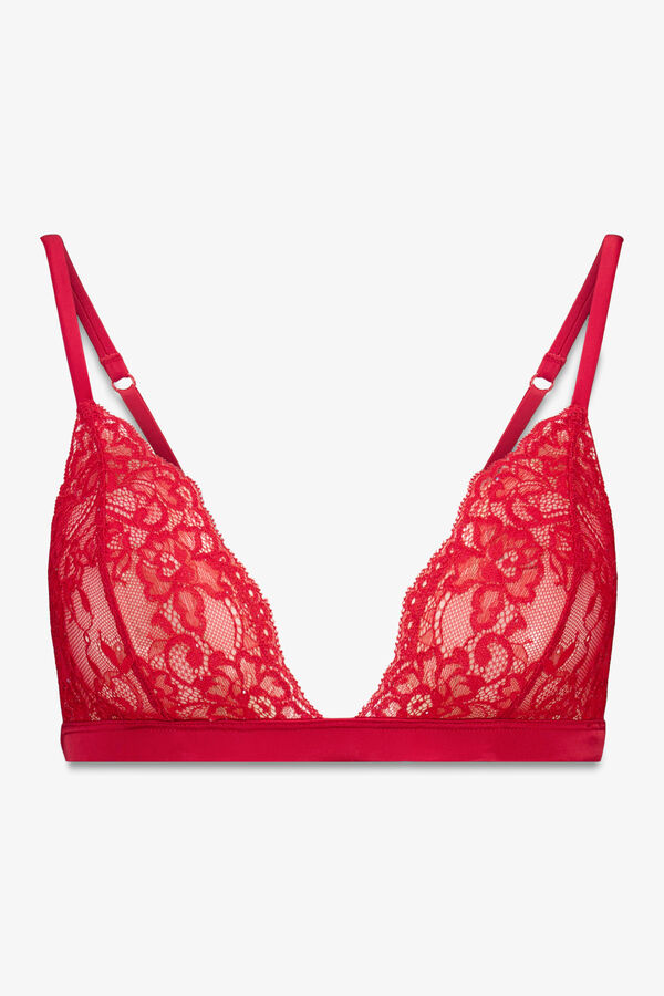 Women'secret Soutien triangular NATURAL renda vermelha com brilho borgonha