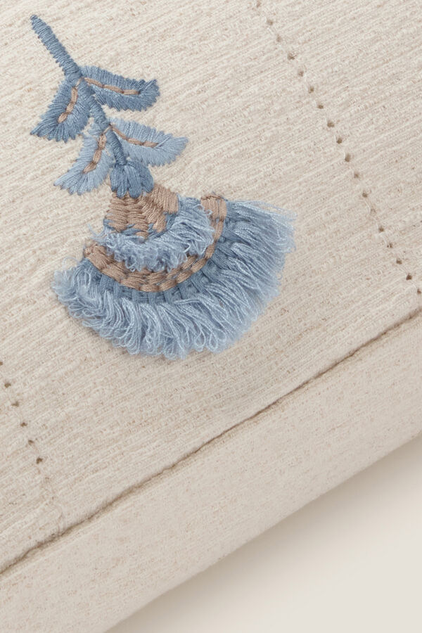 Textura Capa de almofada flor de linho de algod&atilde;o azul