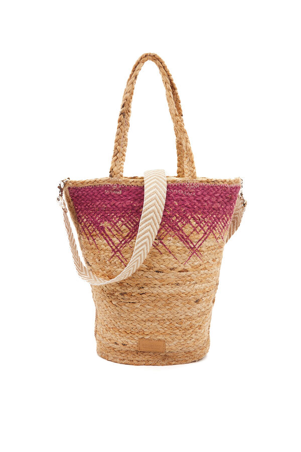 Abbacino Cesto grande de r&aacute;fia Summer Song com degrad&ecirc; f&uacute;csia rosa