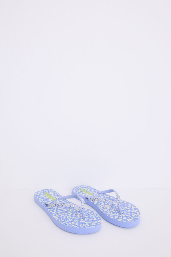 HI&BYE Chanclas print leopardo azul logo estampado