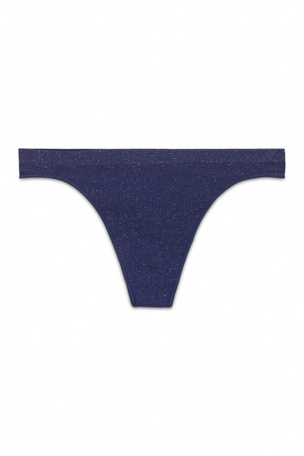 Women'secret Tanga sem costura lurex azul azul