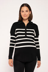 Ohma! Camisola às riscas para amamentação fecho-éclair maternity. preto