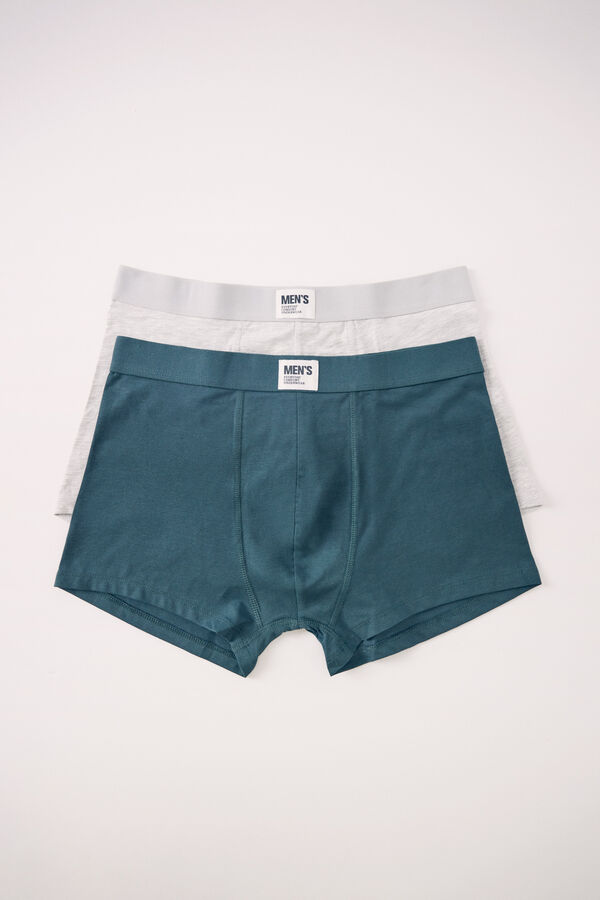 Women'secret Pack 2 calzoncillos b&oacute;xer algod&oacute;n gris y verde verde