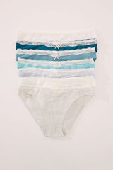 Women'secret Pack 7 bragas cl&aacute;sicas algod&oacute;n azuladas blanco