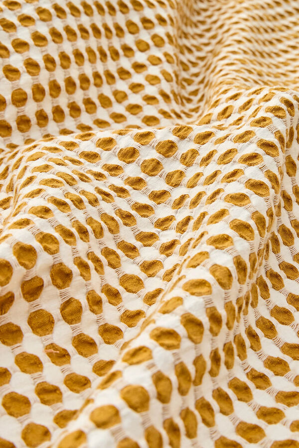 Textura Funda n&oacute;rdica tejido gofrado amarillo