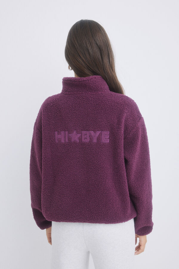 HI&BYE Sweatshirt borrego lil&aacute;s em shearling rosa