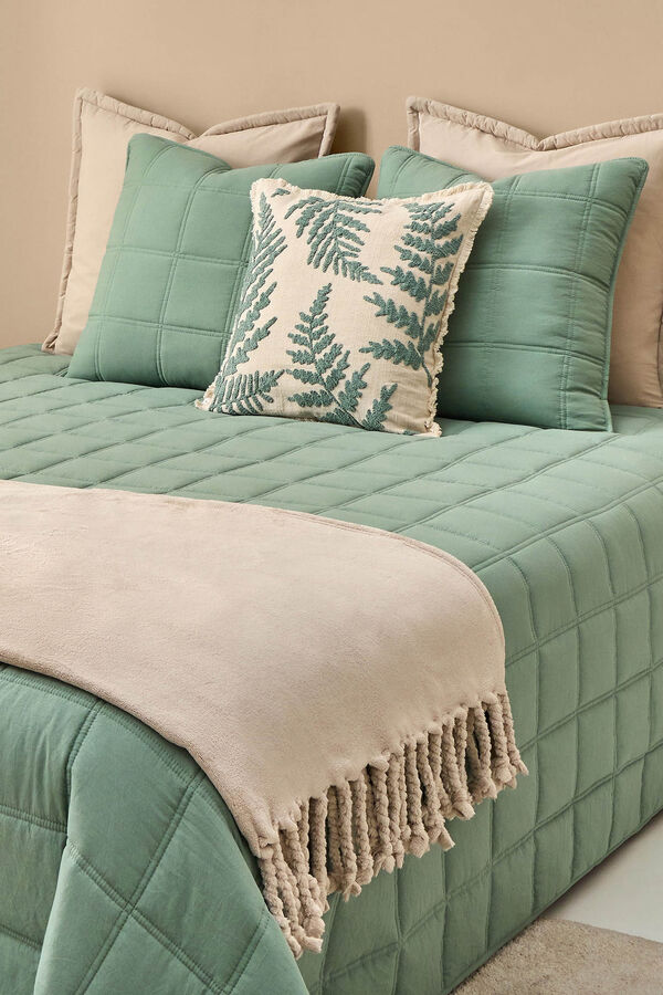 Textura Colcha microfibra cuadros verde