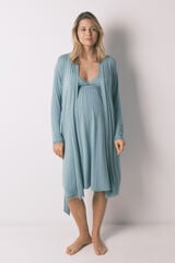 Women'secret Robe comprida maternity com cinto canelado verde verde