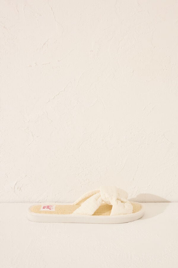 Women'secret Chinelos de quarto de r&aacute;fia do Snoopy branco