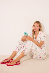 Women'secret Pijama camiseiro 100% algod&atilde;o branco bege