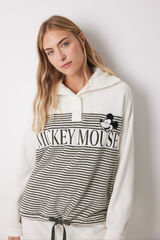 Women'secret Pijama largo polar Mickey Mouse rayas marfil