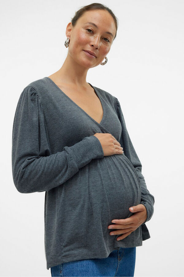 Mamalicious Top de manga larga maternity y lactancia  negro