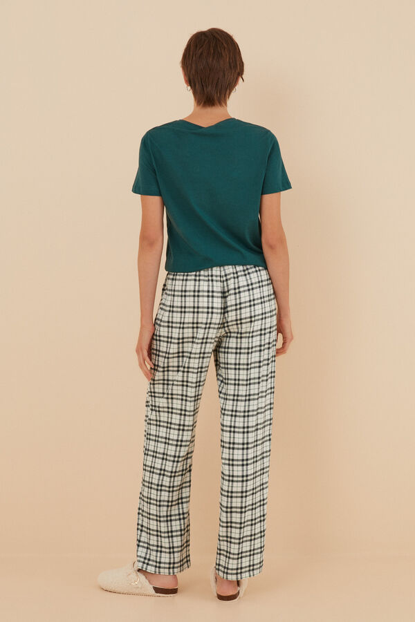 Women'secret Pantal&oacute;n pijama cuadros algod&oacute;n beige kaki