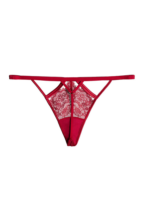 Women'secret Tanga encaje sat&eacute;n rojo rojo
