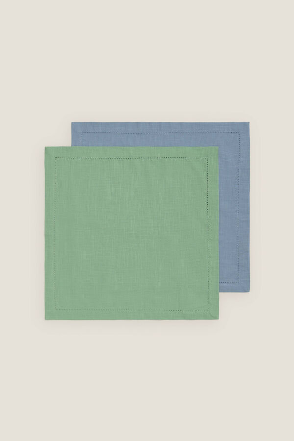 Textura Set 2 servilletas vainica algod&oacute;n 45x45cm. verde