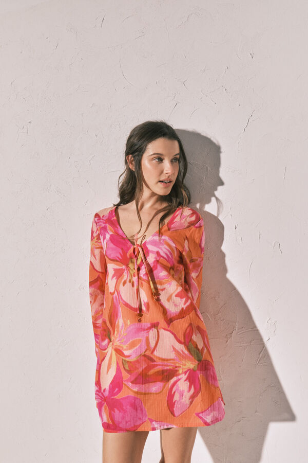 Women'secret Vestido t&uacute;nica curta estampado maxi floral estampado
