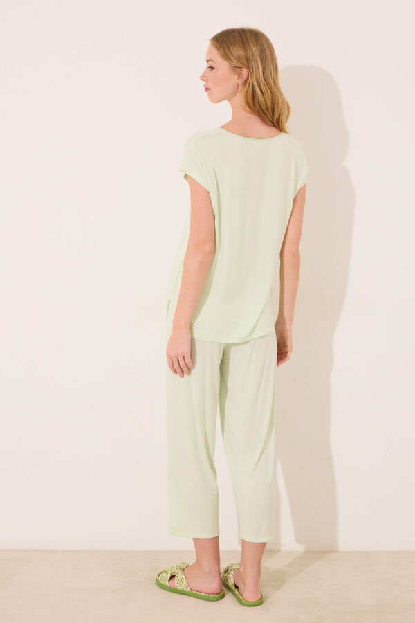 Women'secret Pijama Capri de viscose verde verde