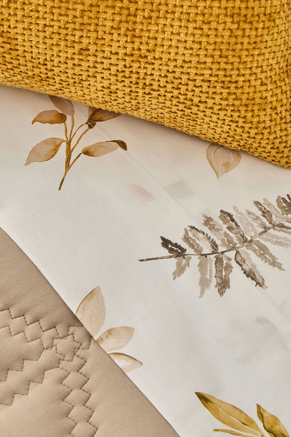 Textura S&aacute;bana algod&oacute;n hojas en rama estampado