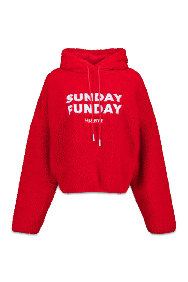HI&BYE Sweatshirt de borrego vermelha com logo vermelho