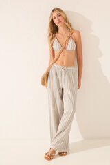 Women'secret Pantal&oacute;n largo raya tejida gris gris